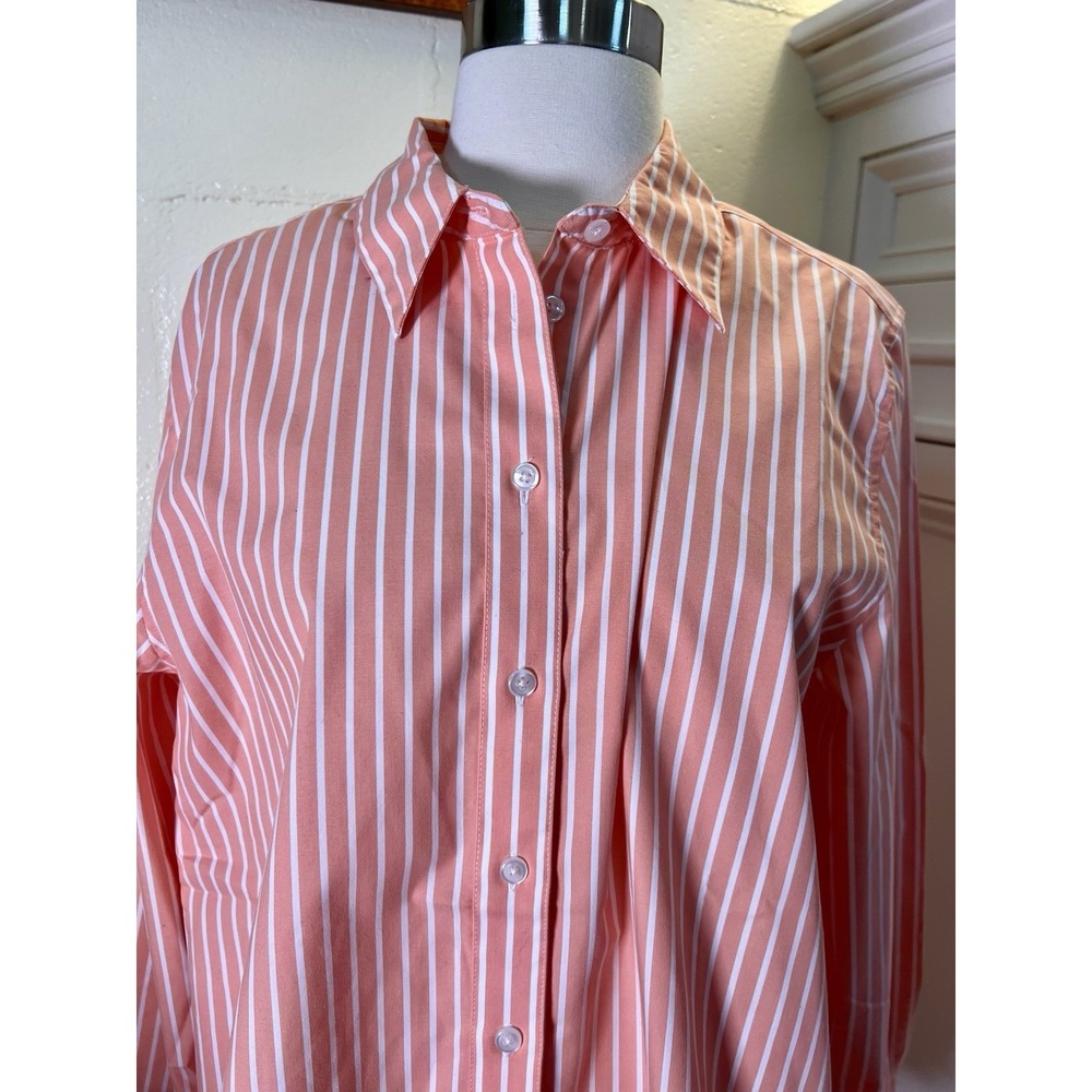 Orvis Women's Coral Stripe Button Down‎ Shirt Sz 16 Long Sleeve - Picture 2 of 9